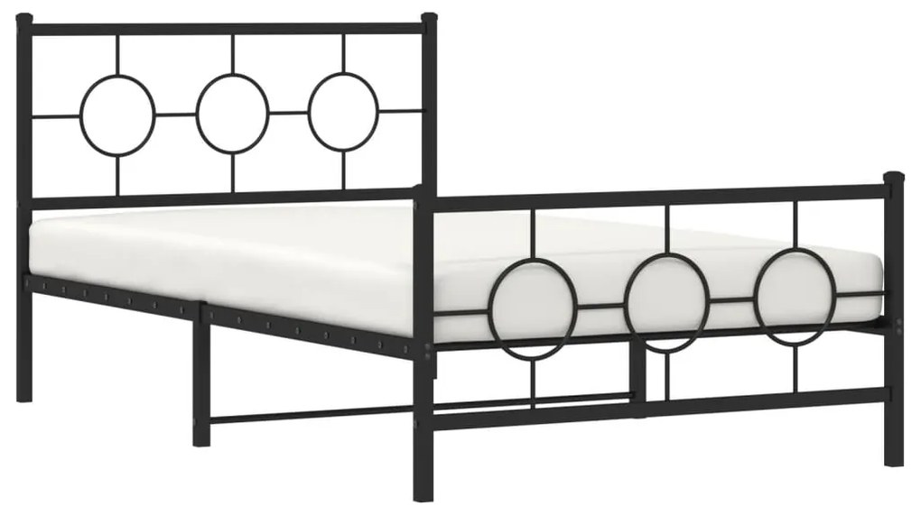 Estrutura de cama com cabeceira e pés 107x203 cm metal preto