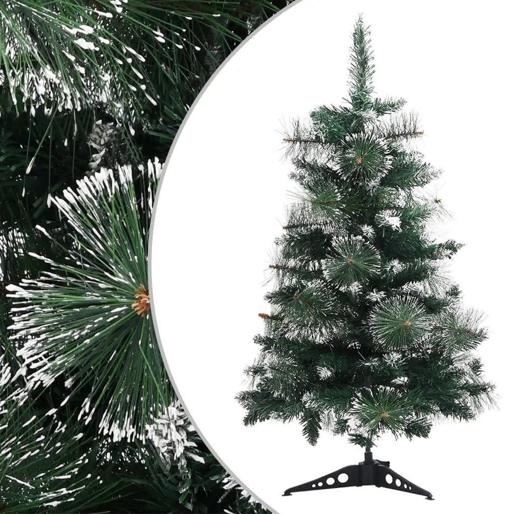 vidaXL Árvore de Natal artificial c/ suporte 60 cm PVC verde e branco