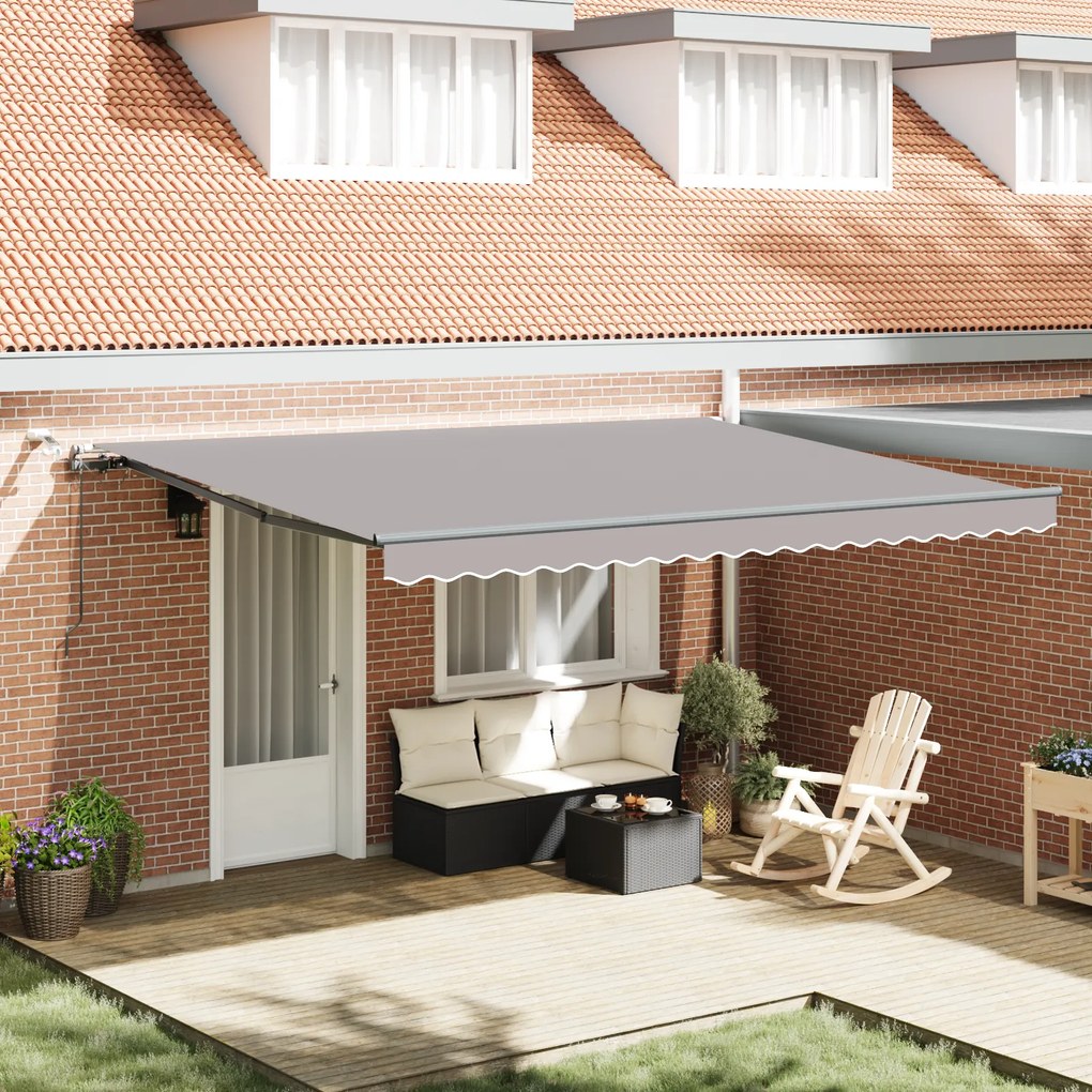 Toldo Retrátil Automático vidaXL com Luz Cinza-Claro 450x300 cm