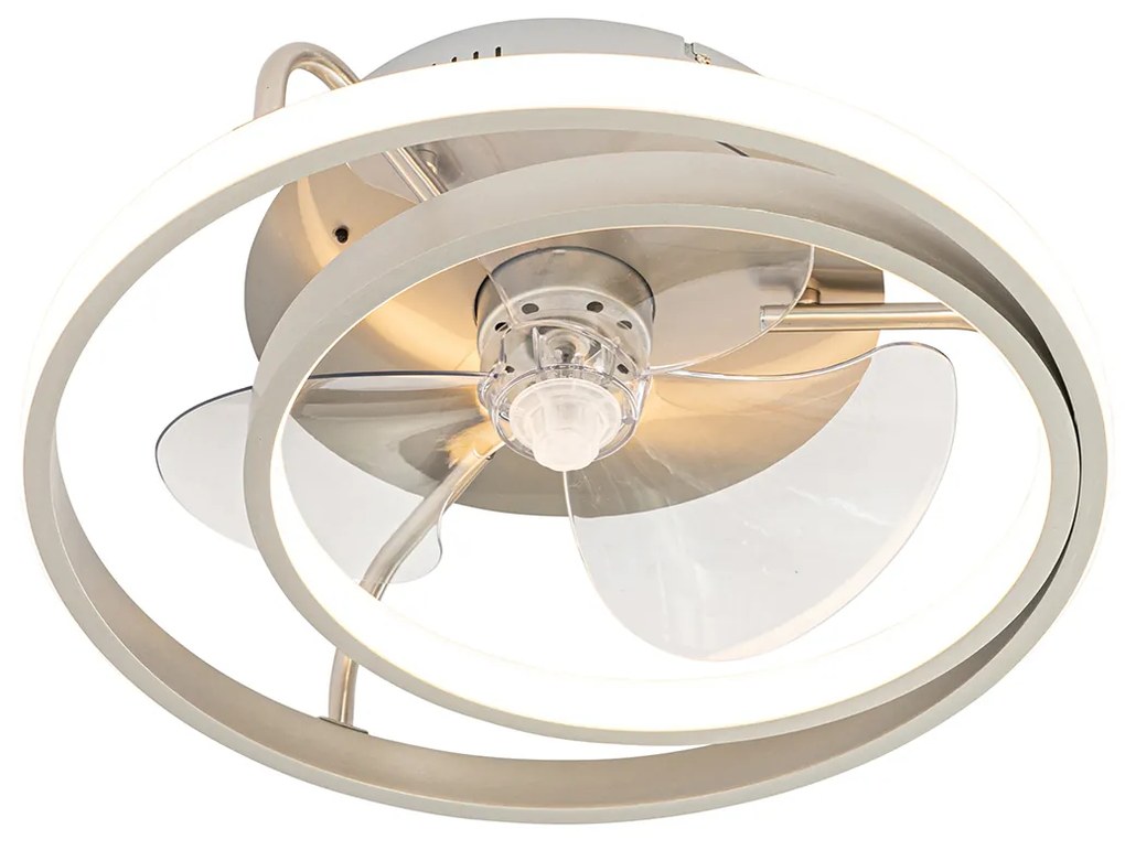 Ventilador de teto de aço 46,5 cm incl. LED com controle remoto - Kees Design