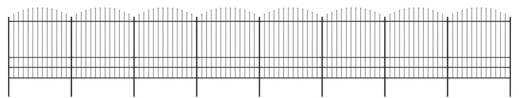 vidaXL Cerca de jardim com topo em lanças (1,5-2)x13,6 m aço preto