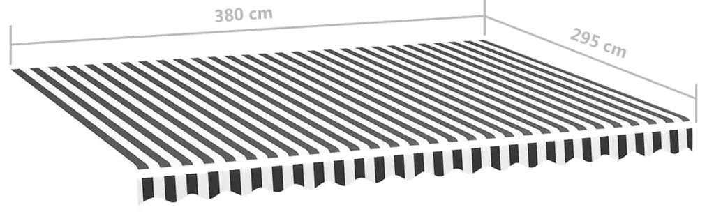 Tecido de substituição para toldo 4x3 m antracite e branco