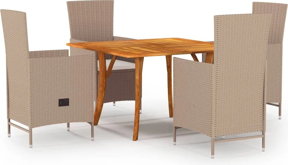 vidaXL 5 pcs conjunto de jantar para jardim bege