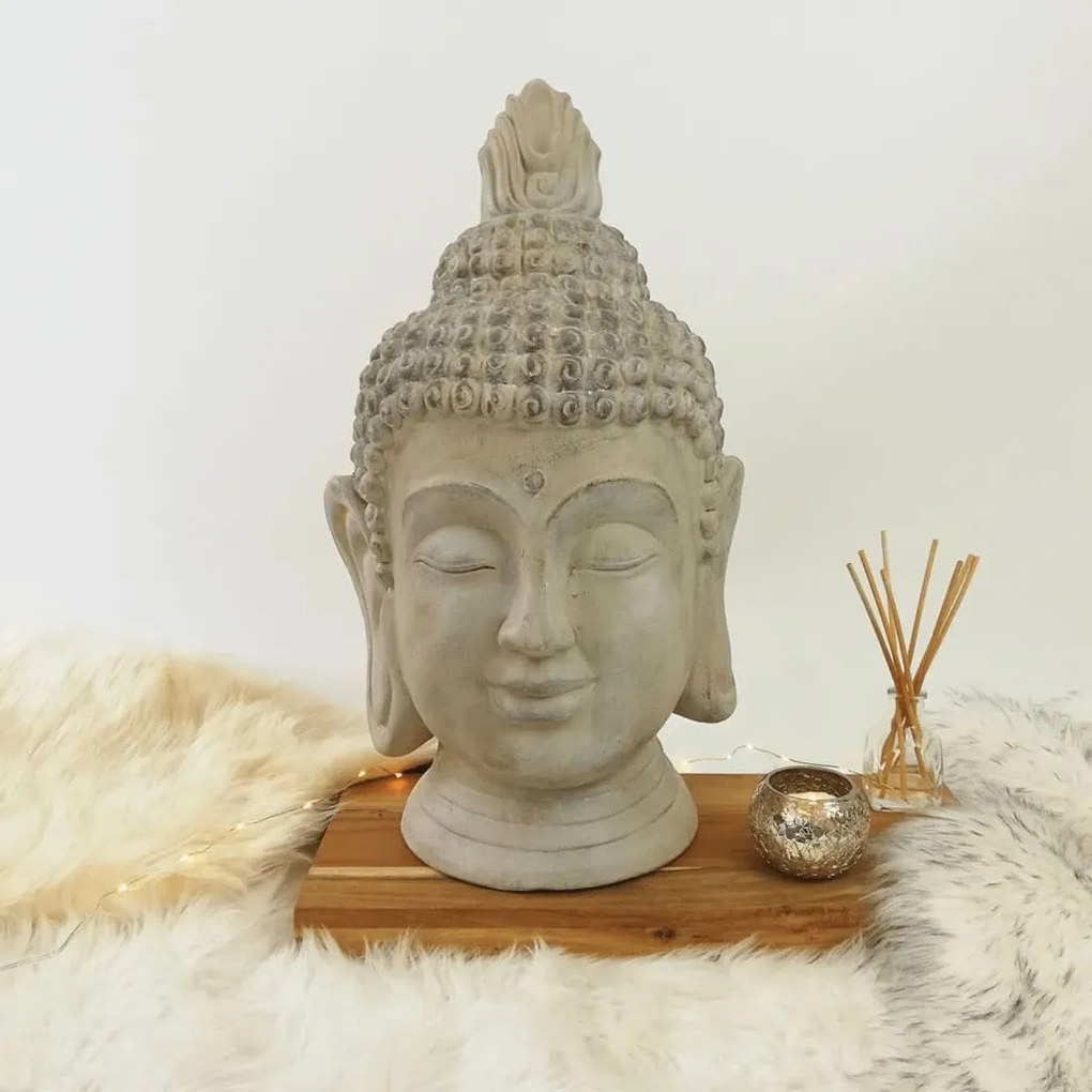 436245 ProGarden Cabeça de Buda decorativa 31x29x53,5 cm
