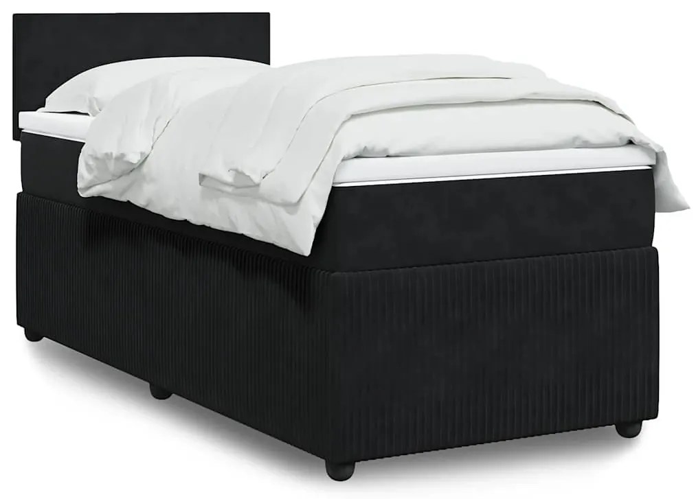 Cama com molas/colchão 90x190 cm veludo preto