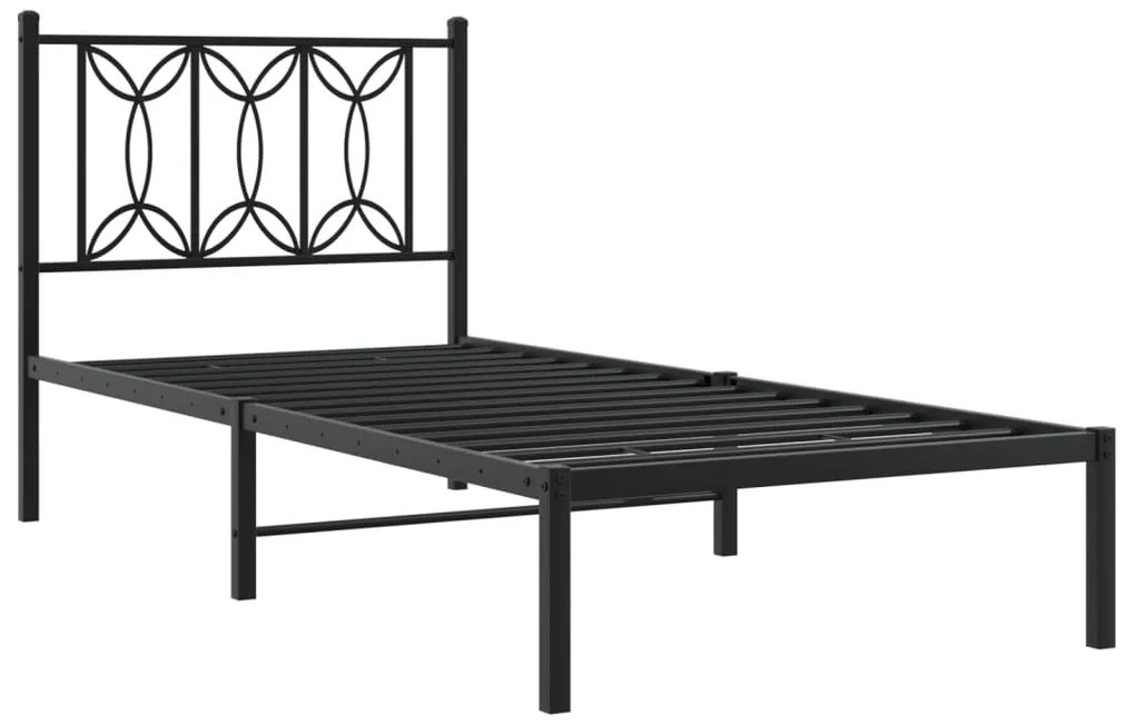 Estrutura de cama com cabeceira 90x190 cm metal preto
