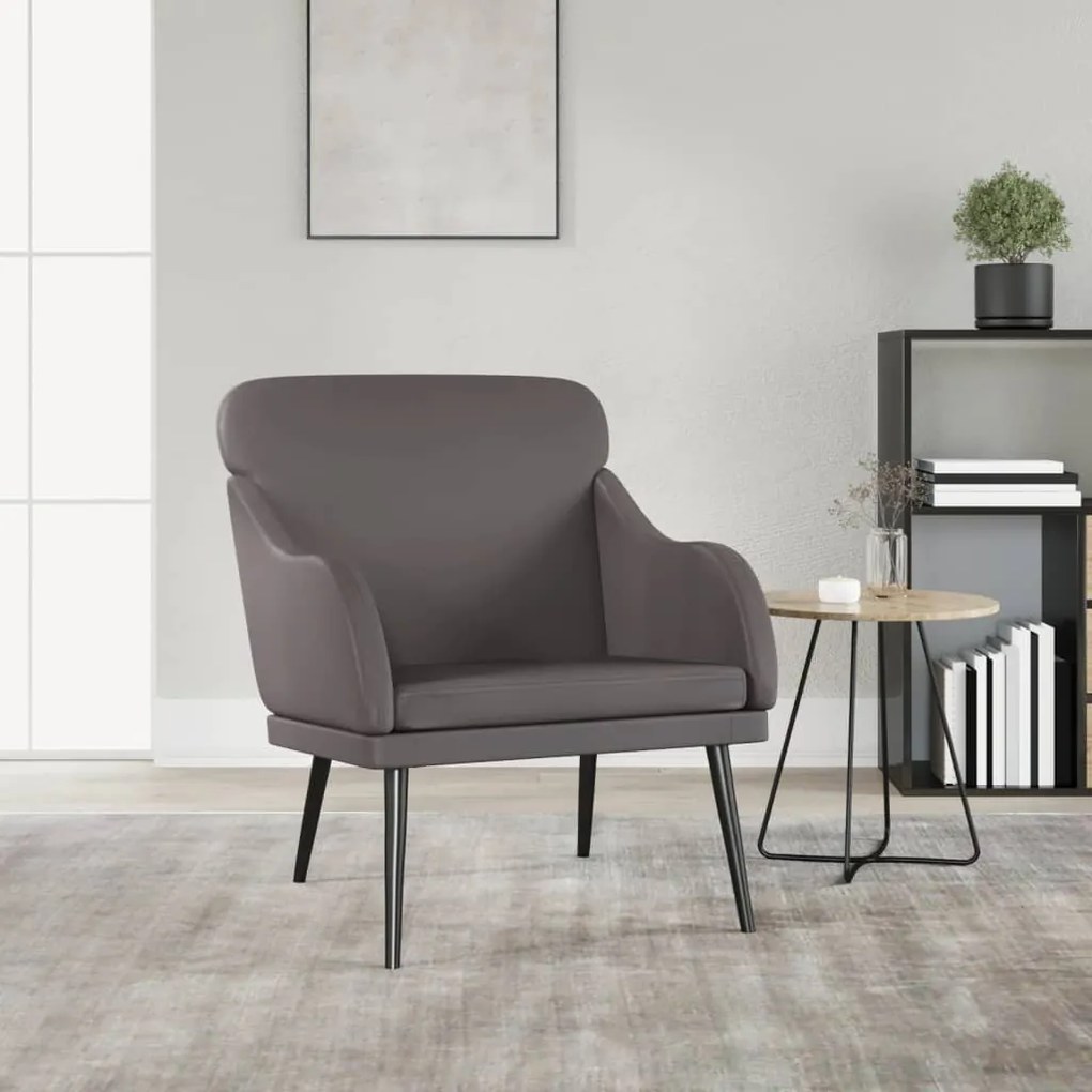 351427 vidaXL Cadeira c/ apoio de braços 63x76x80cm couro artificial cinzento
