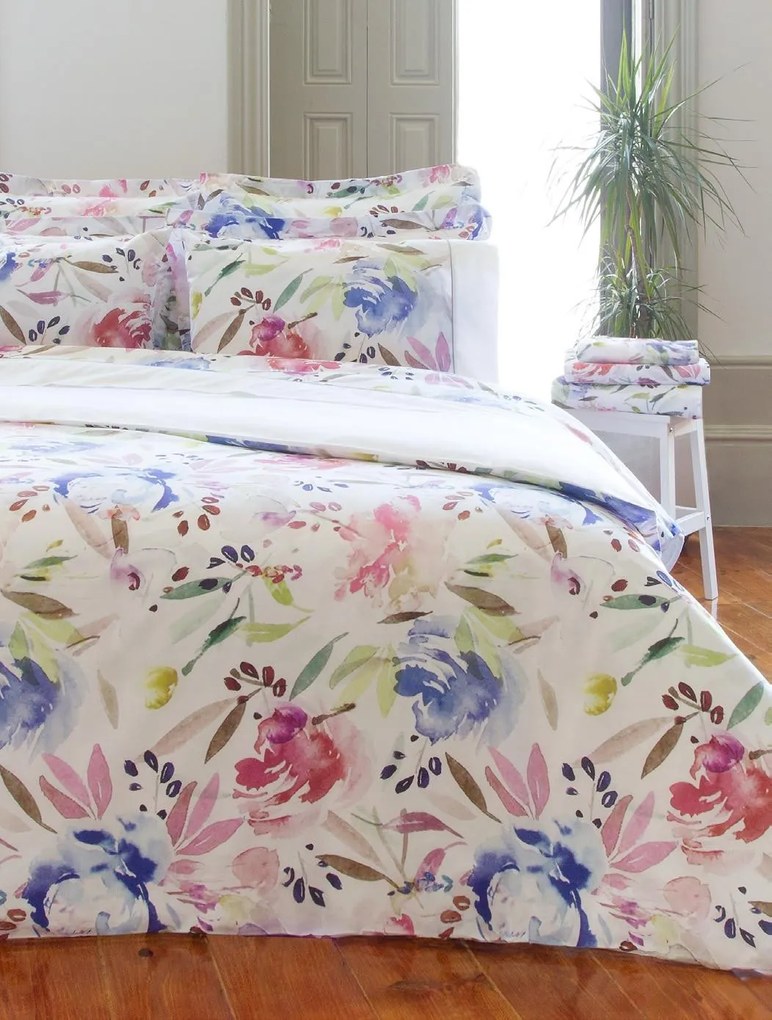 Jogo de lençóis estampados 100% algodão percal 200 fios - Watercolor LASA HOME: Para cama 150/160cm - 1 lençol superior 260 x 290 cm + 1 lençol de baixo 260 x 290 cm + 2 fronhas almofada 50x70 cm