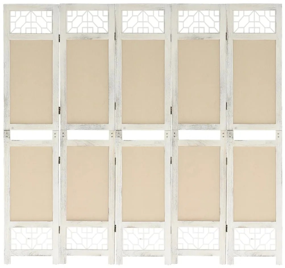 Biombo com 5 painéis 175x165 cm tecido cor creme