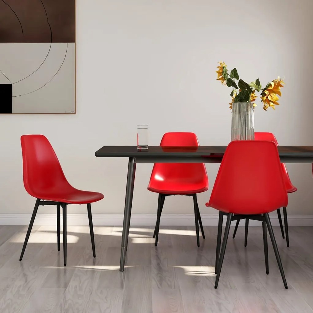 vidaXL Cadeiras de jantar 4 pcs PP vermelho