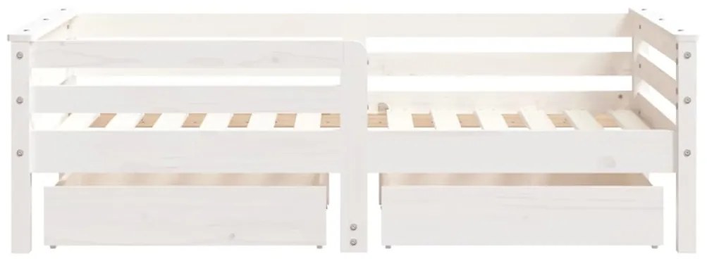 Estrutura cama infantil c/ gavetas 70x140cm pinho maciço branco