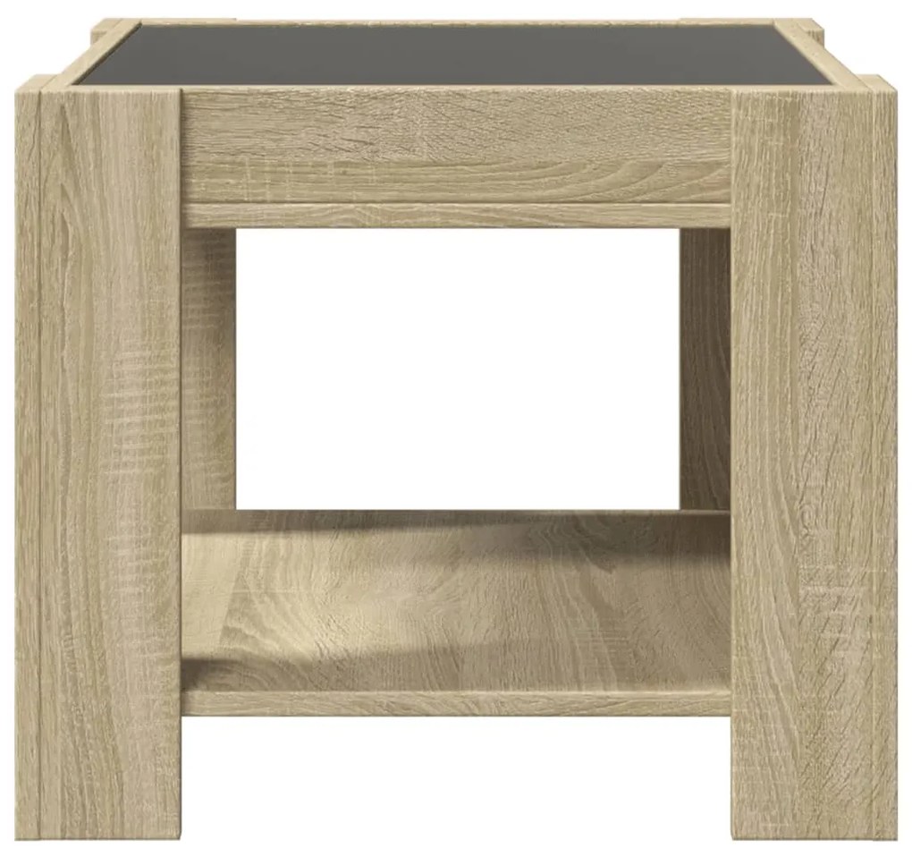 Mesa de centro c/ LEDs 53x53x45 cm derivados de madeira