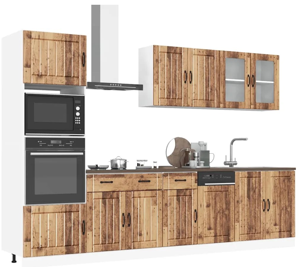 vidaXL 7 peças armário de cozinha conjunto Kalmar madeira velha