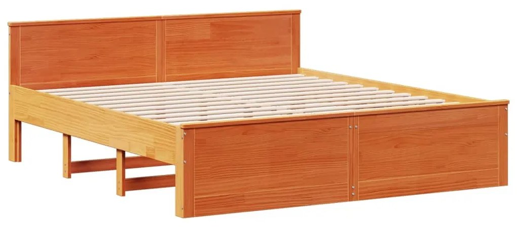 Cama sem colchão c/ cabeceira madeira pinho maciça castanho-mel
