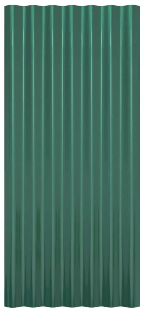 Painéis de telhado 12 pcs 80x36 cm aço revestido a pó verde