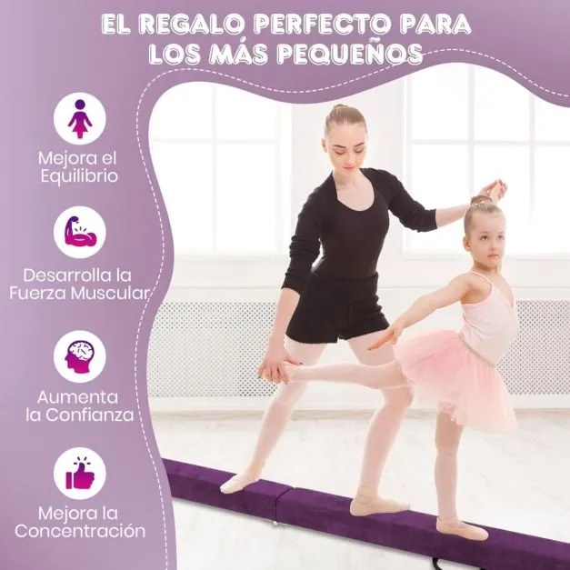 Barra de equilíbrio Ginástica dobrável com base de madeira maciça e superfície antiderrapante de espuma portátil com alça para crianças e adolescente