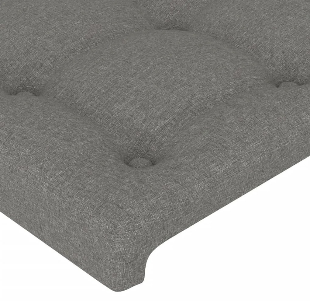 Cabeceira cama c/ luzes LED tecido 83x16x78/88cm cinza-escuro