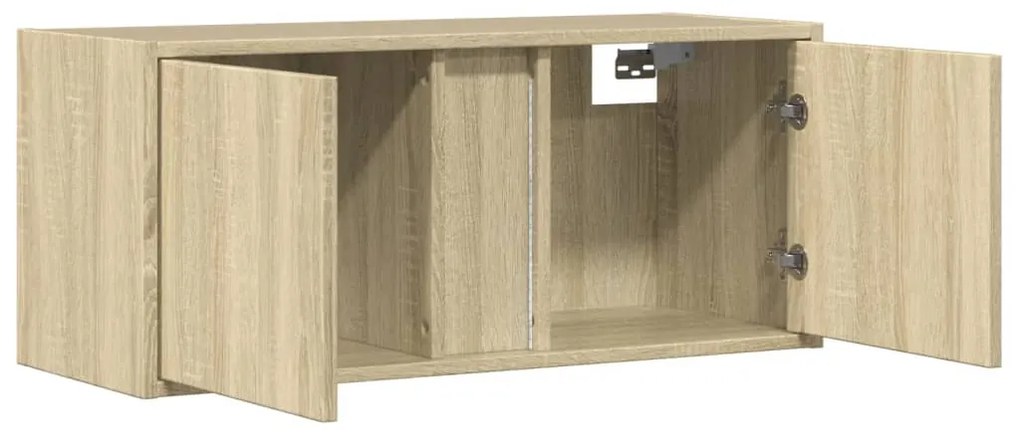 Móvel de parede p/ TV c/ luzes LED 80x31x35 cm carvalho sonoma