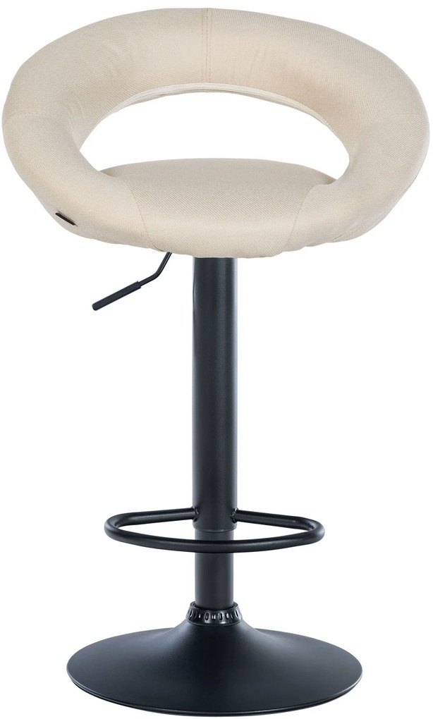 Conjunto de 2 bancos de bar Olinda em tecido e com estrutura preta 52 x 77-97 x 47 cm Creme