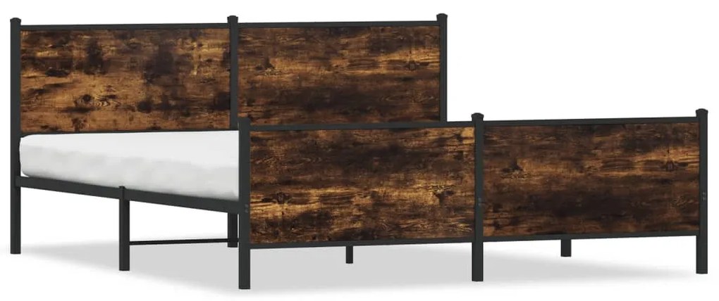 Estrutura de cama sem colchão 180x200cm metal carvalho fumado
