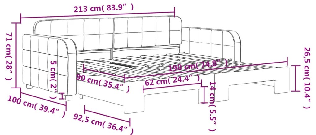 Sofá-cama com gavetão 90x190 cm veludo cinzento-claro