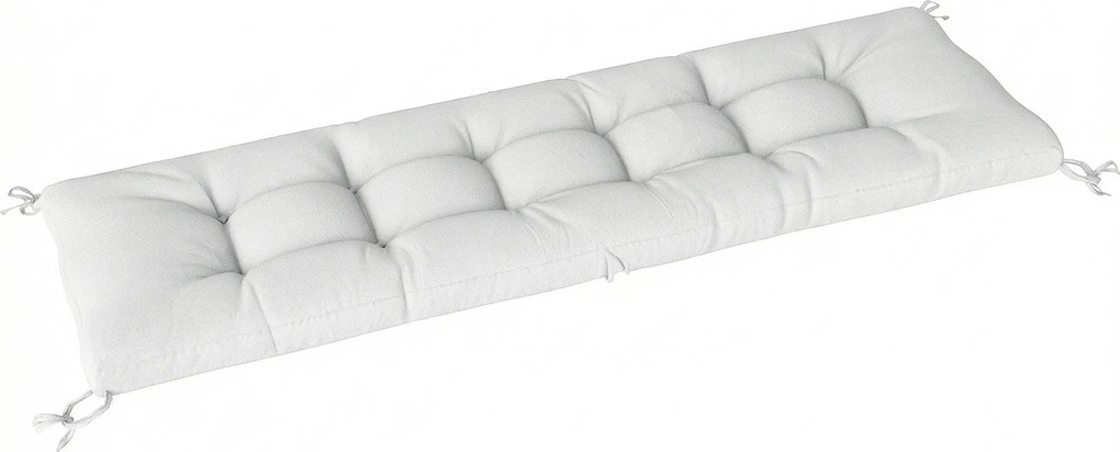 Outsunny Almofada para Banco Exterior com Tiras de Fixação Proteção UV50+ Recuperação Lenta Interior Exterior 198x65x13 cm Creme | Aosom Portugal