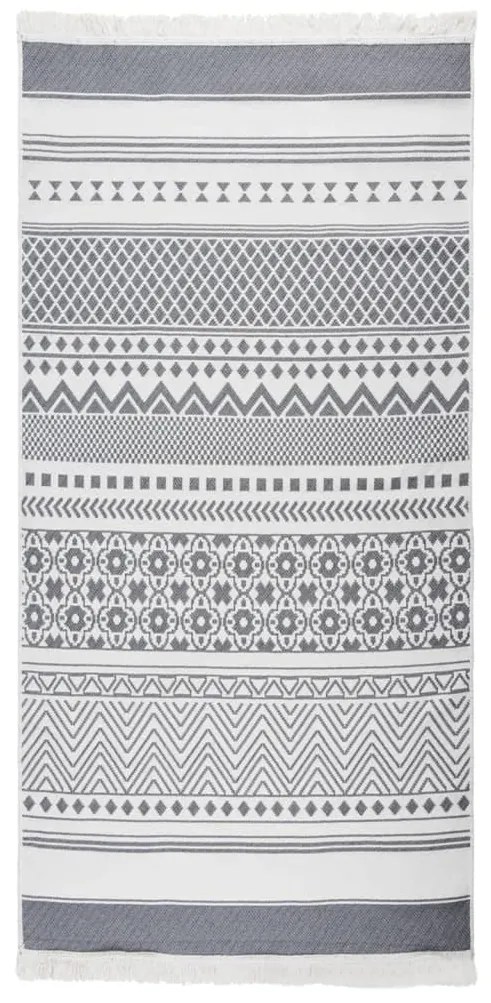 vidaXL Tapete 100x200 cm algodão cinzento e branco