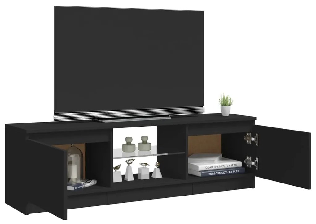 Móvel de TV com luzes LED 120x30x35,5 cm preto