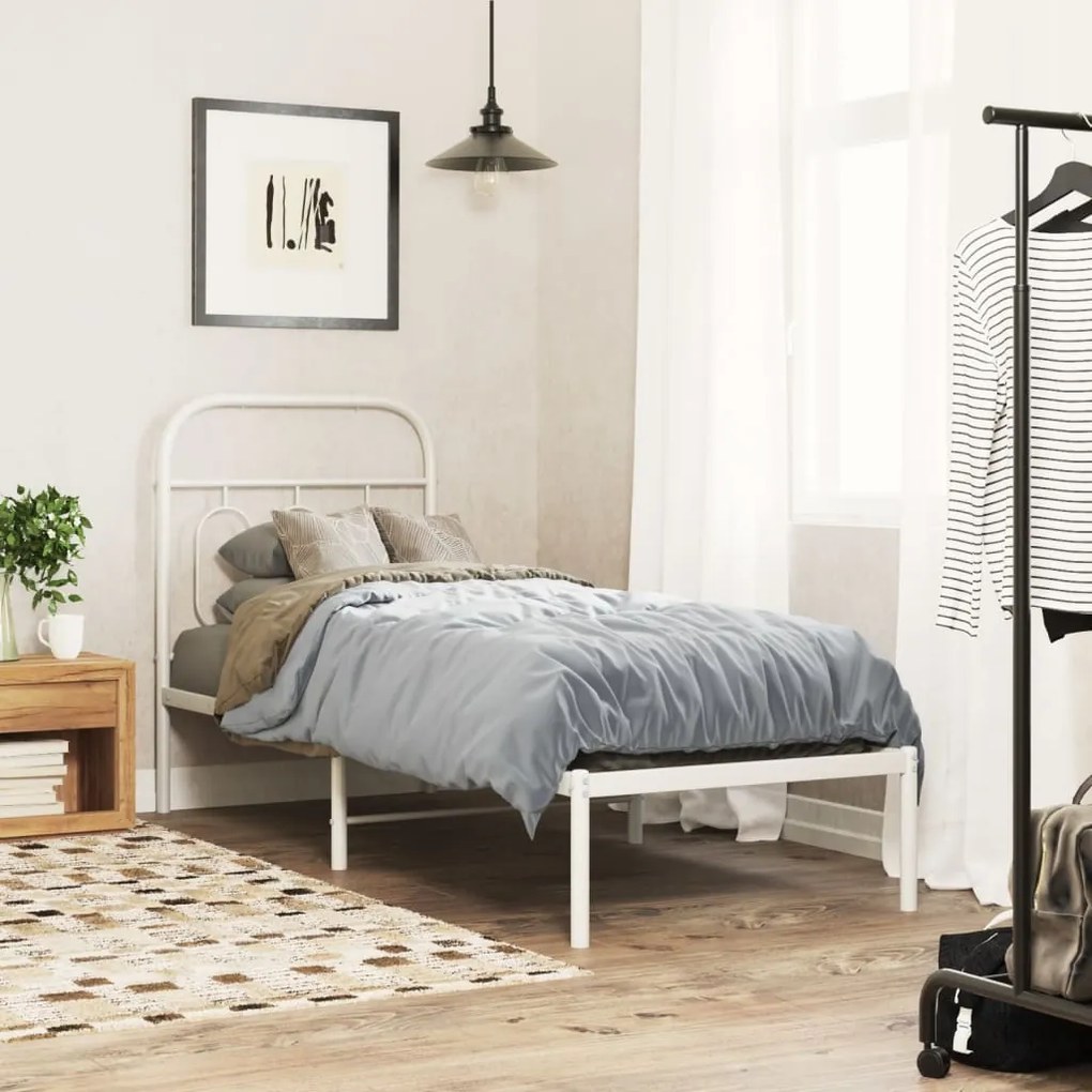 Cabeceira de cama 75 cm metal branco