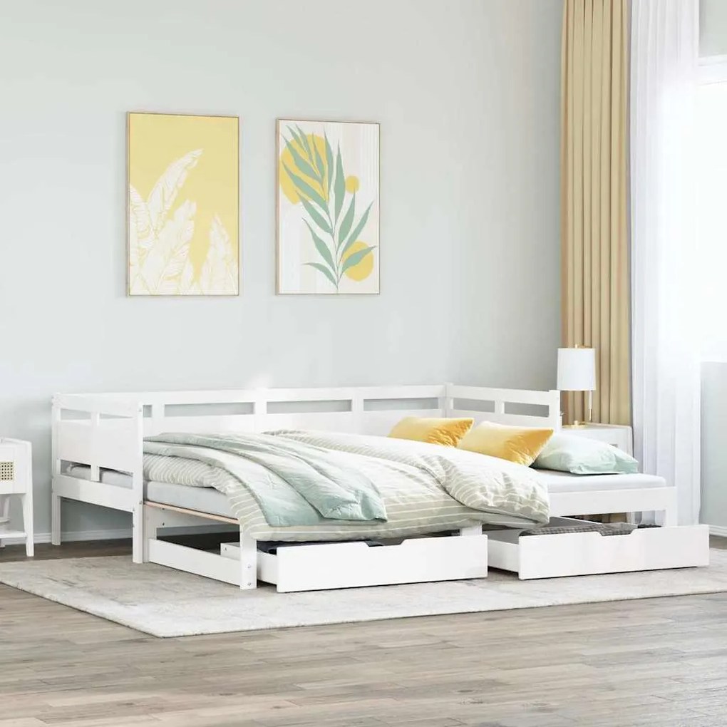 vidaXL Sofá-cama com gavetão e gavetas sem colchão 90x190 cm branco