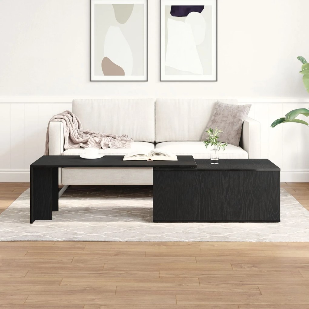 Mesa de Centro Folheada Preta de 150x50x35 cm
