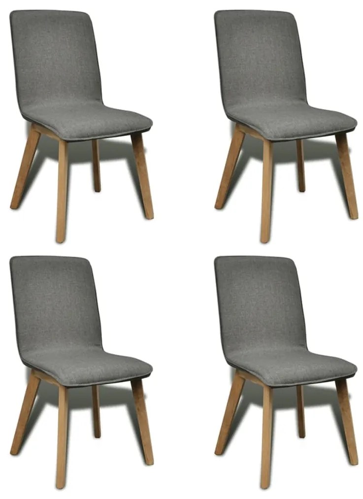 vidaXL Cadeiras jantar 4 pcs tecido cinzento-claro e carvalho maciço