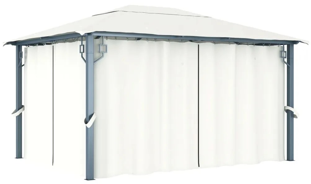 vidaXL Gazebo com cortina 400x300 cm alumínio creme