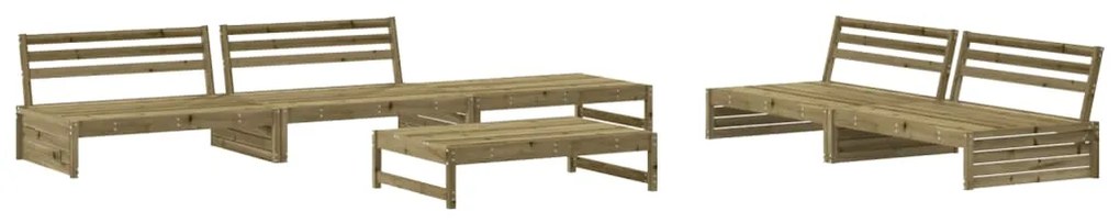 6 pcs conjunto lounge de jardim c/ almofadões pinho impregnado