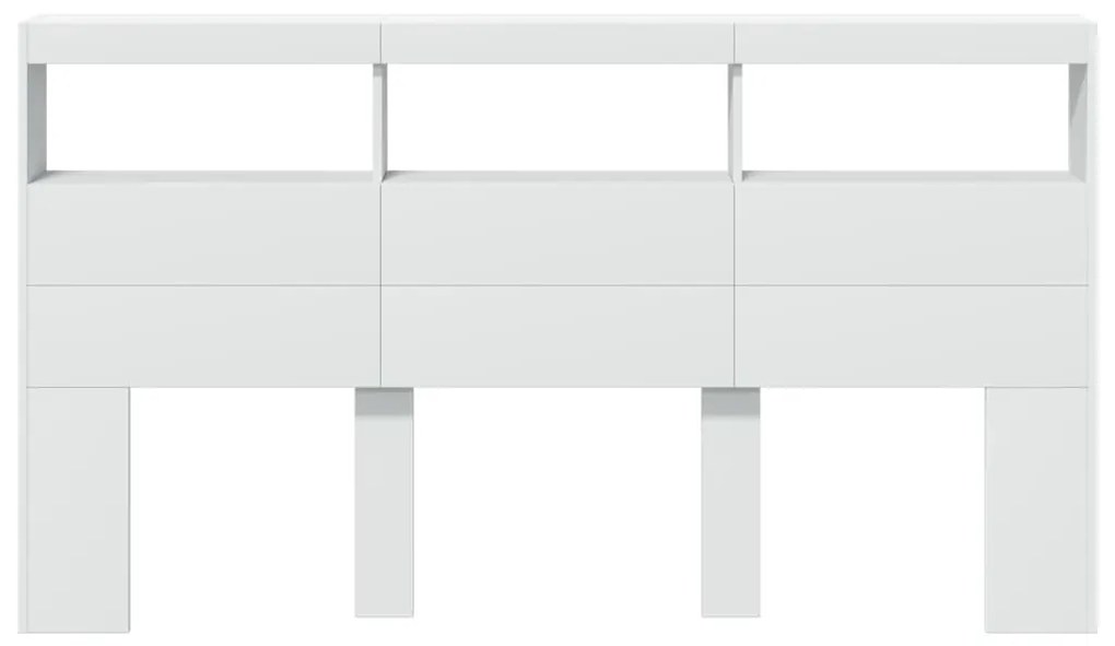 Armário de cabeceira com luzes LED 180x17x102 cm branco