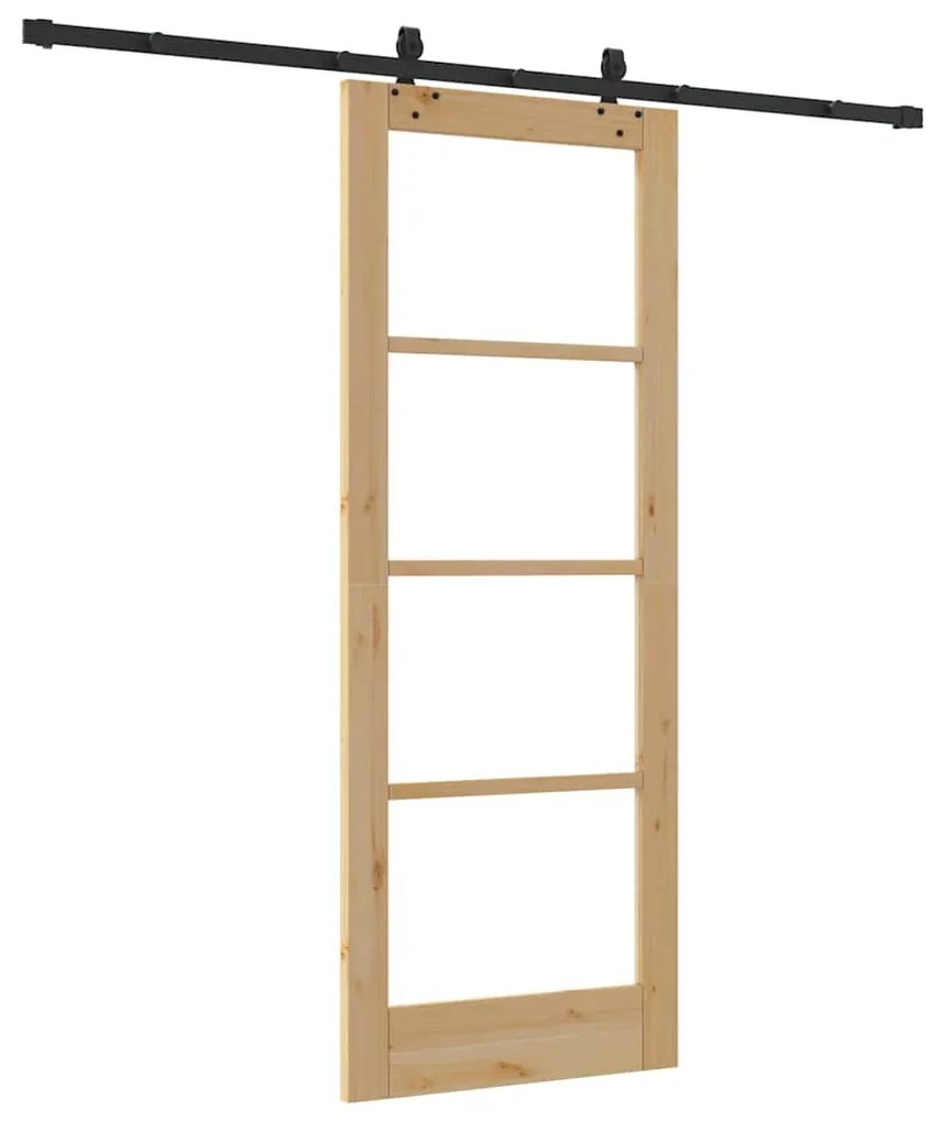 Conjunto de Porta Deslizante vidaXL 78x202 cm Madeira Sólida de Pinho