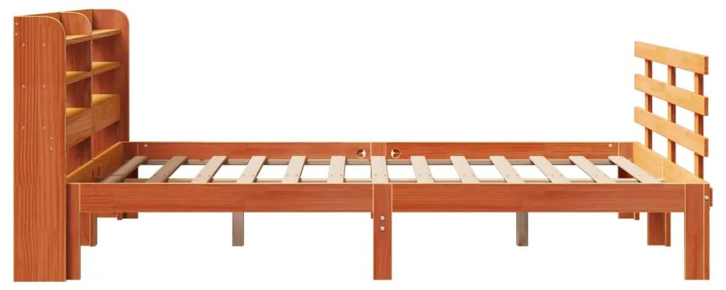 Estrutura cama c/ cabeceira 160x200cm pinho maciço castanho-mel