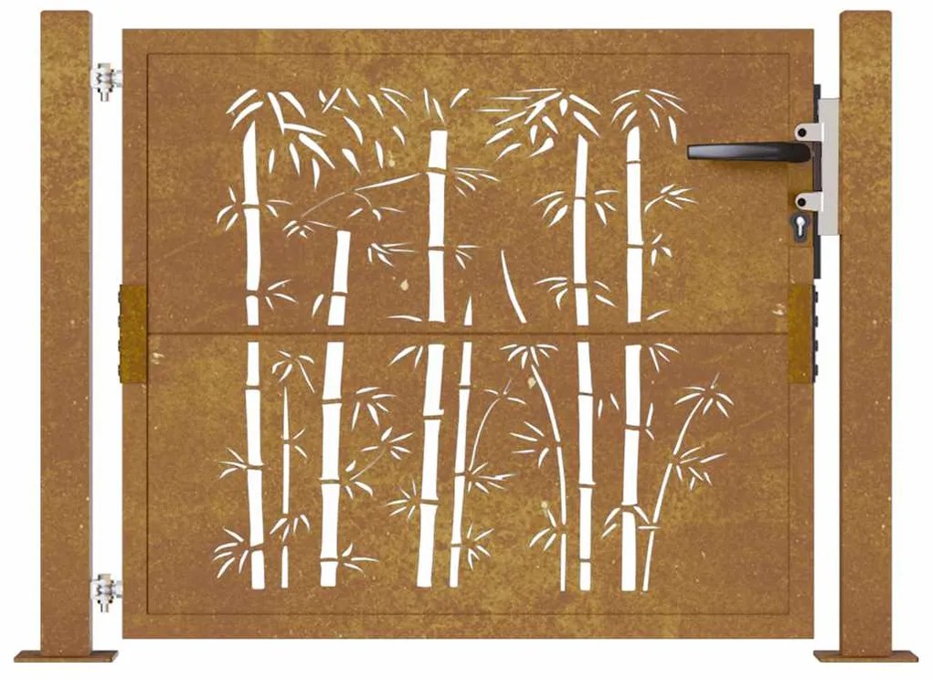Portão de jardim 105x105 cm aço corten design bambu