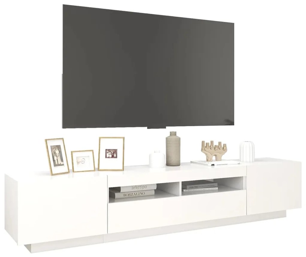 Móvel de TV Giancarlo com Luzes LED de 200cm - Branco - Design Moderno