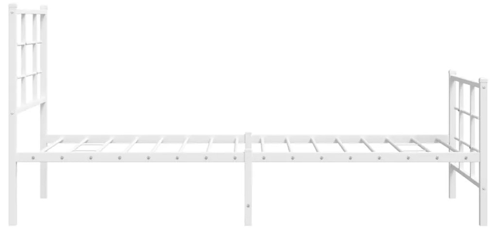 Estrutura de cama com cabeceira e pés 75x190 cm metal branco