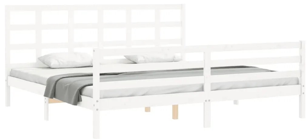 Estrutura cama Super King Size c/ cabeceira madeira branco