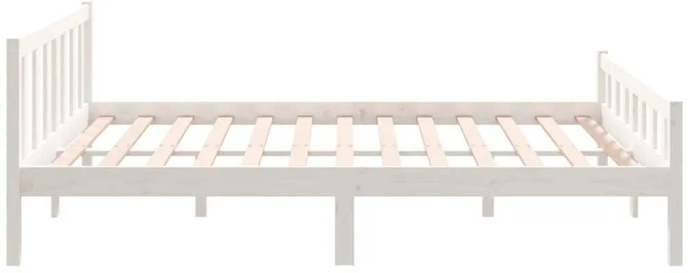 Estrutura de cama king 150x200 cm madeira maciça branco
