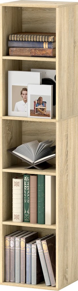 Estante de arrumação com 5 prateleiras ajustáveis para sala, quarto ou escritório, 30 x 24 x 133,5 cm, natural