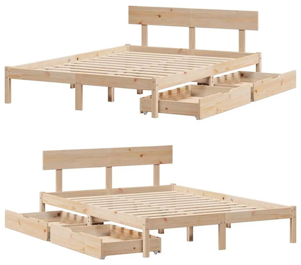 Cama sem colchão 140x190 cm madeira de pinho maciça