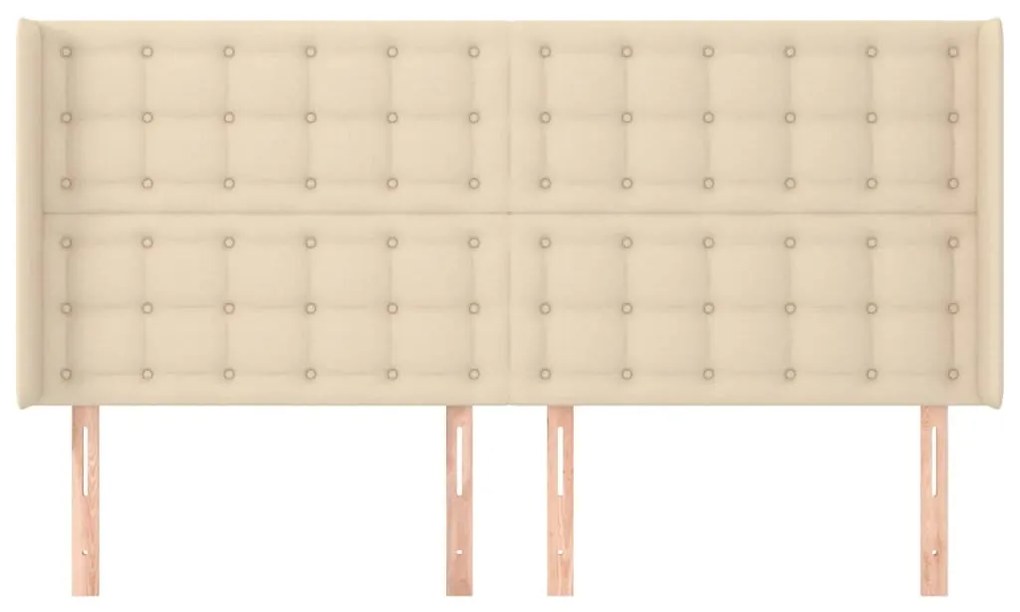 Cabeceira de cama c/ abas tecido 163x16x118/128 cm cor crème
