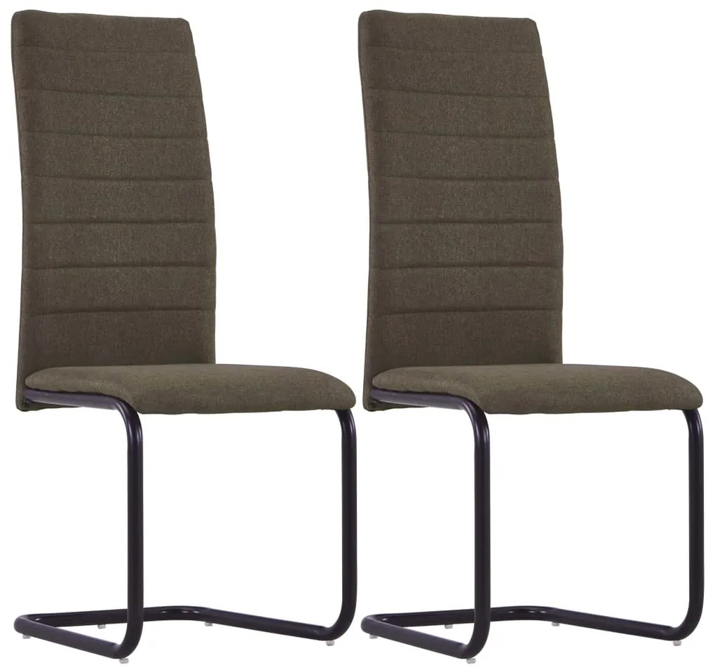 vidaXL Cadeiras de jantar cantilever 2 pcs tecido castanho