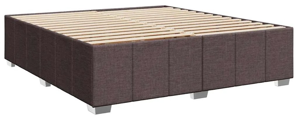 Cama com molas/colchão 200x200 cm tecido castanho-escuro