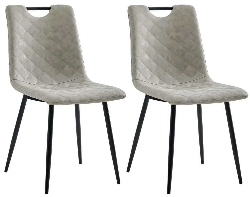282611 vidaXL Cadeiras de jantar 2 pcs couro artificial cinzento-claro