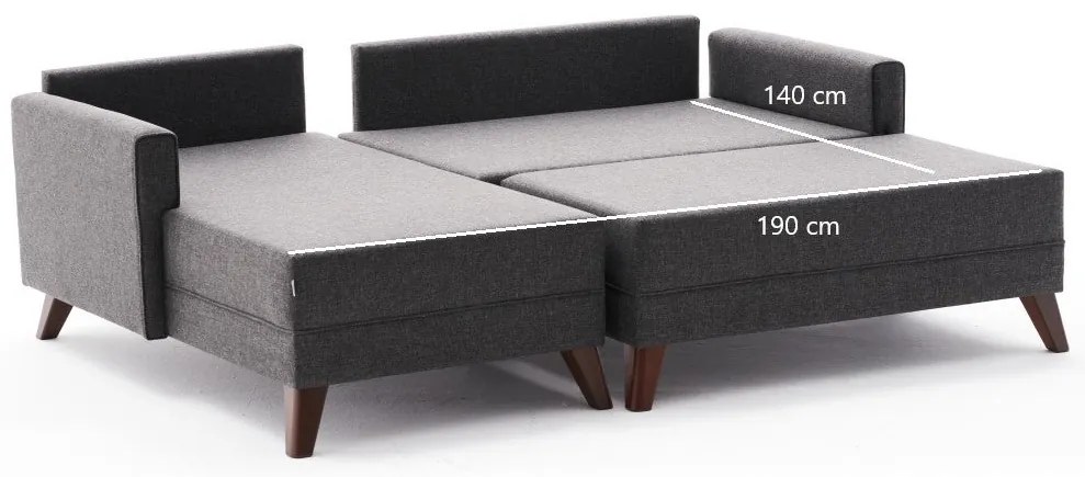 Sofá-Cama de Canto Bella – Antracite – 205 cm x 85 cm x 81 cm