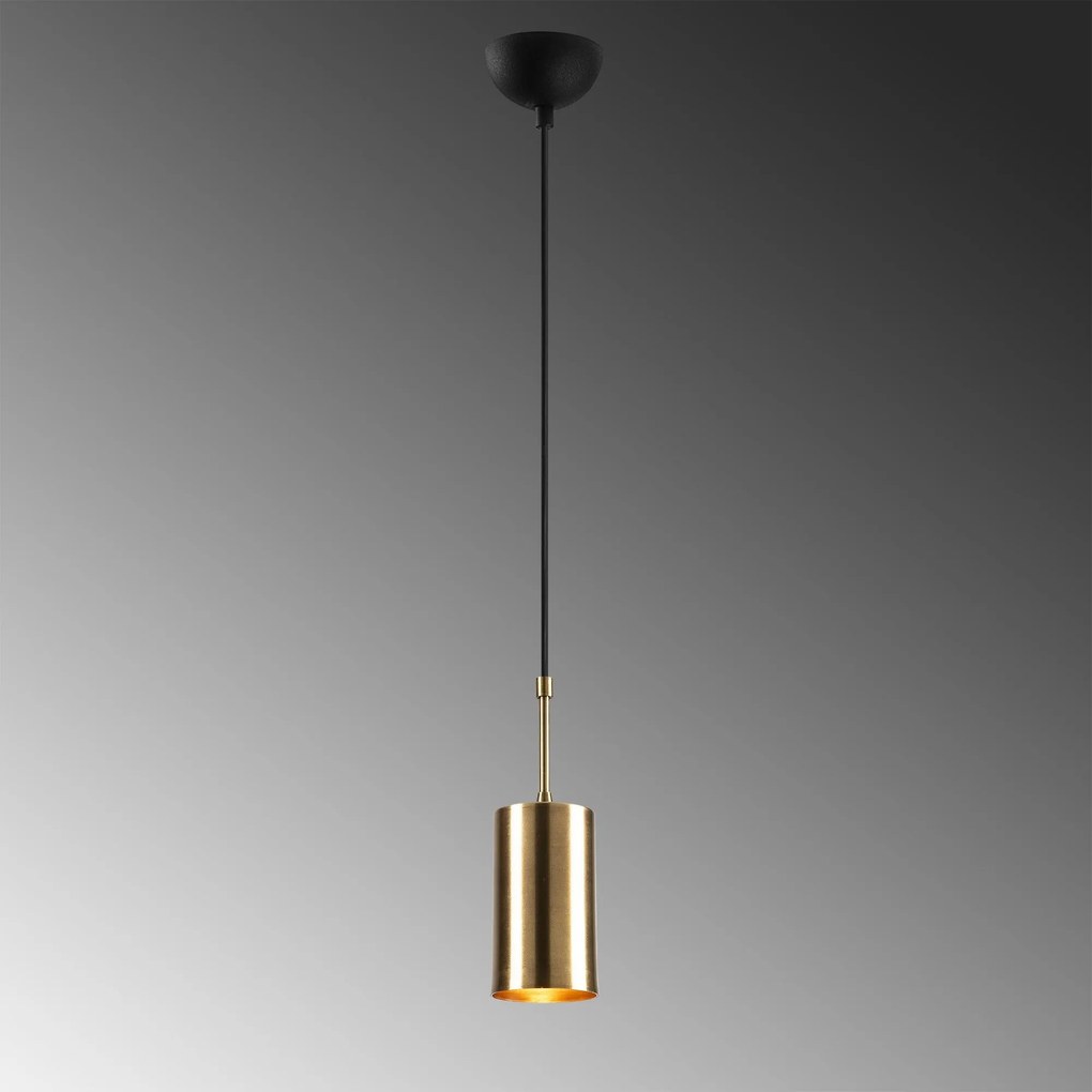 Candeeiro de Teto Kem – Dourado e Preto – 9 cm x 124 cm